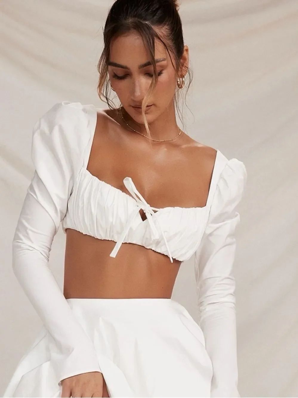 House of CB Shira White Puff Sleeve Top